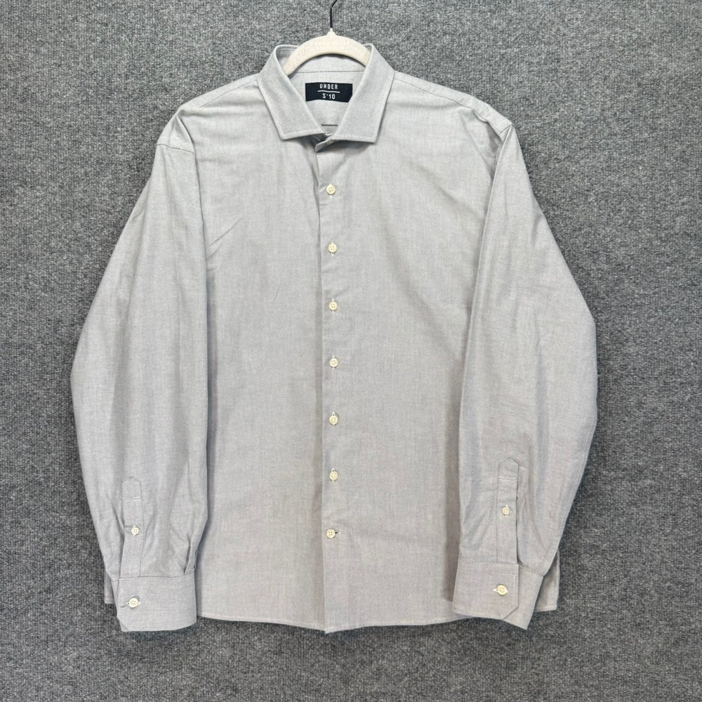 Under‎ 5'10 Button Down Shirt Mens XL Gray Oxford Cotton Long Sleeve Casual Work